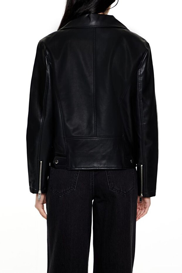Suni Deri Biker Ceket - 5