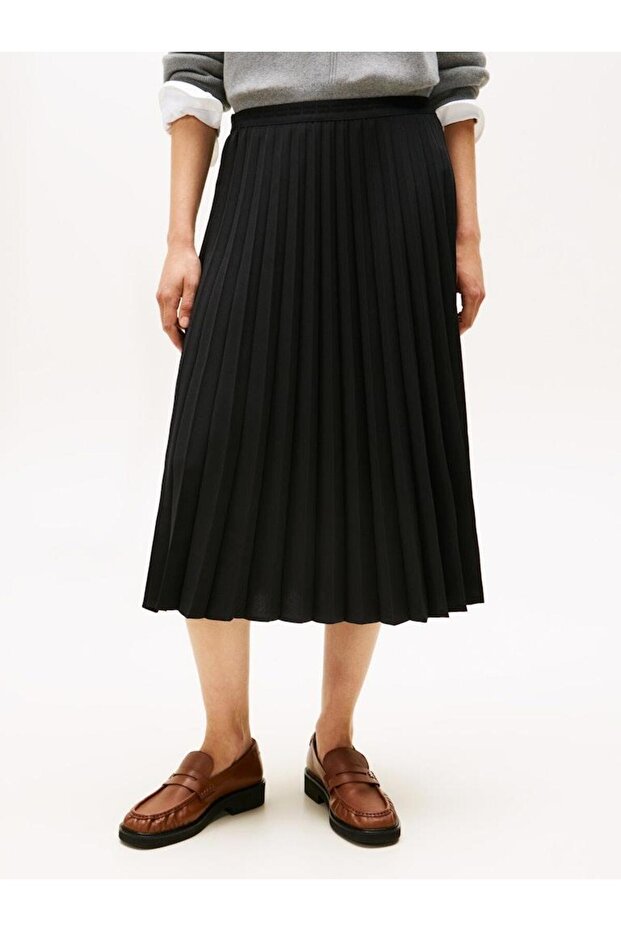 FLUID PLEATED PULL ON MIDI SKIRT - 4