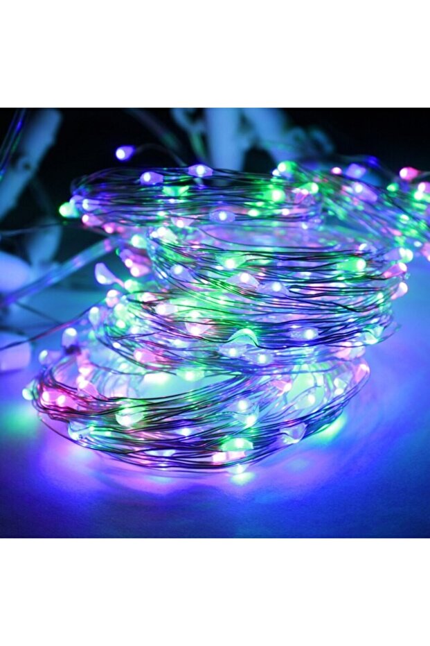 Christmas string lights, 20 m, 200 LEDs, battery-powered with 8-function remote, Multicolor, - 1