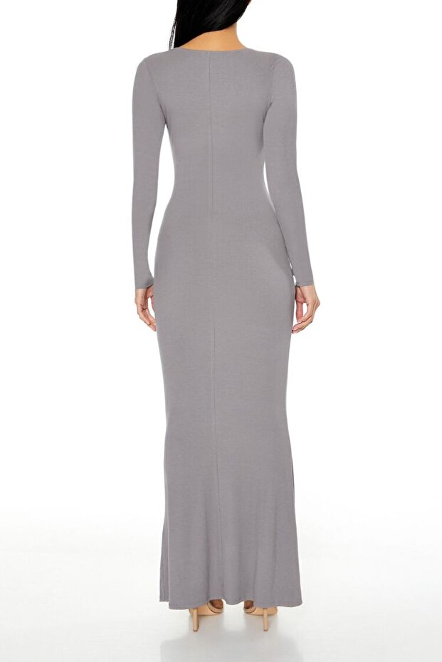 Kare Yaka Maxi Elbise - 5