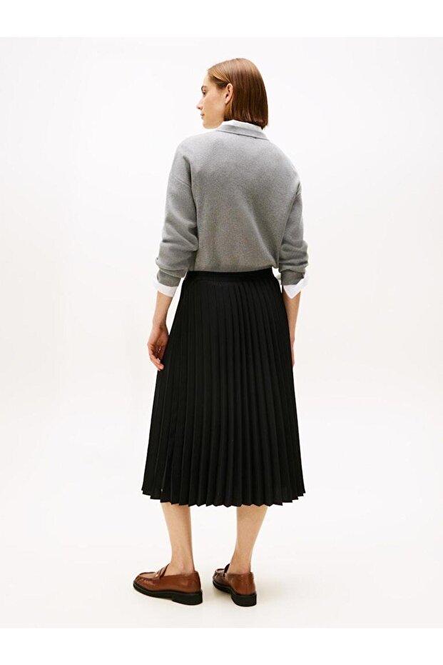 FLUID PLEATED PULL ON MIDI SKIRT - 5