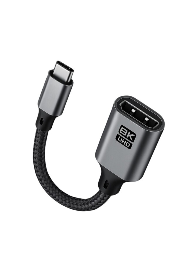 Type C To Displayport Adaptör 8K UHD 60Hz | Dayanıklı Örgü Kablo | Tak-Çalıştır 8K DP Kablosu - 6