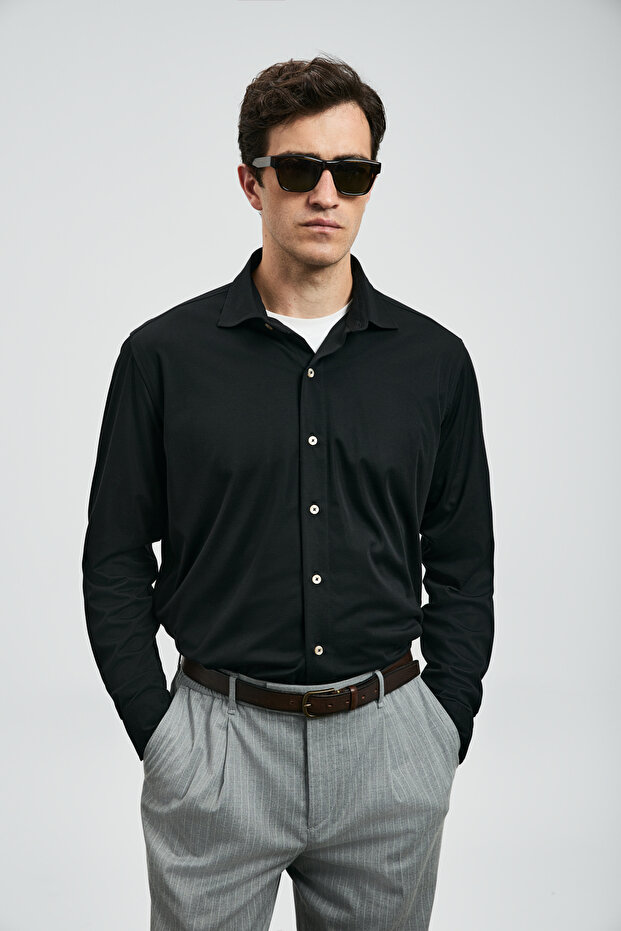 Carl Erkek Basic Gömlek Regular Fit Siyah - 3