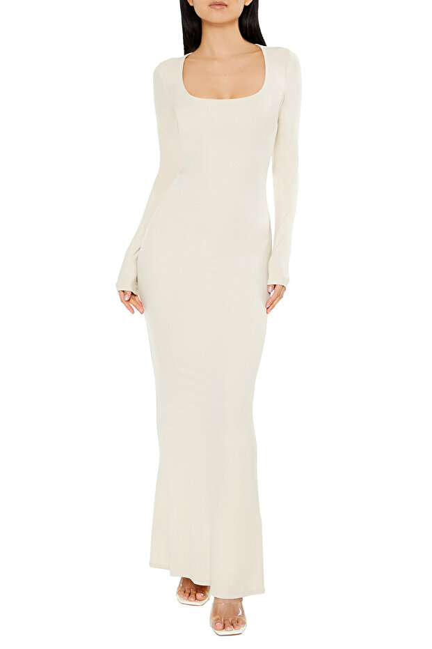 Kare Yaka Maxi Elbise - 1