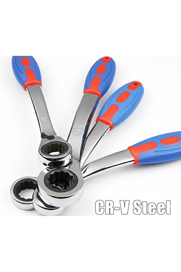 7 li cırcır anahtar takımı 8-19 mm saplı iki yönlü kombine anahtar 8-10-12-13-14-17-19 mm - 3