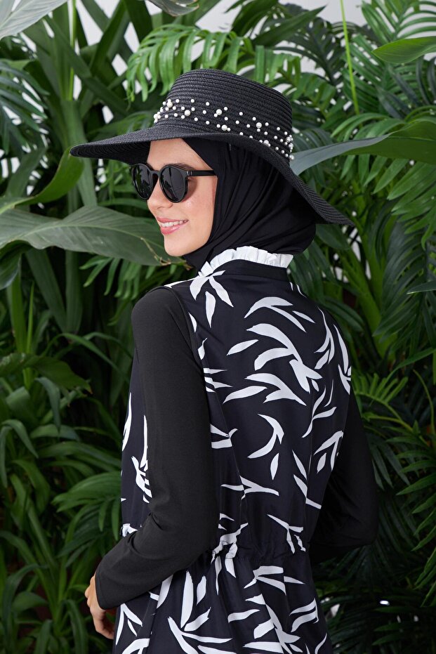 ŞERİT İNCİLİ HASIR ŞAPKA - 8