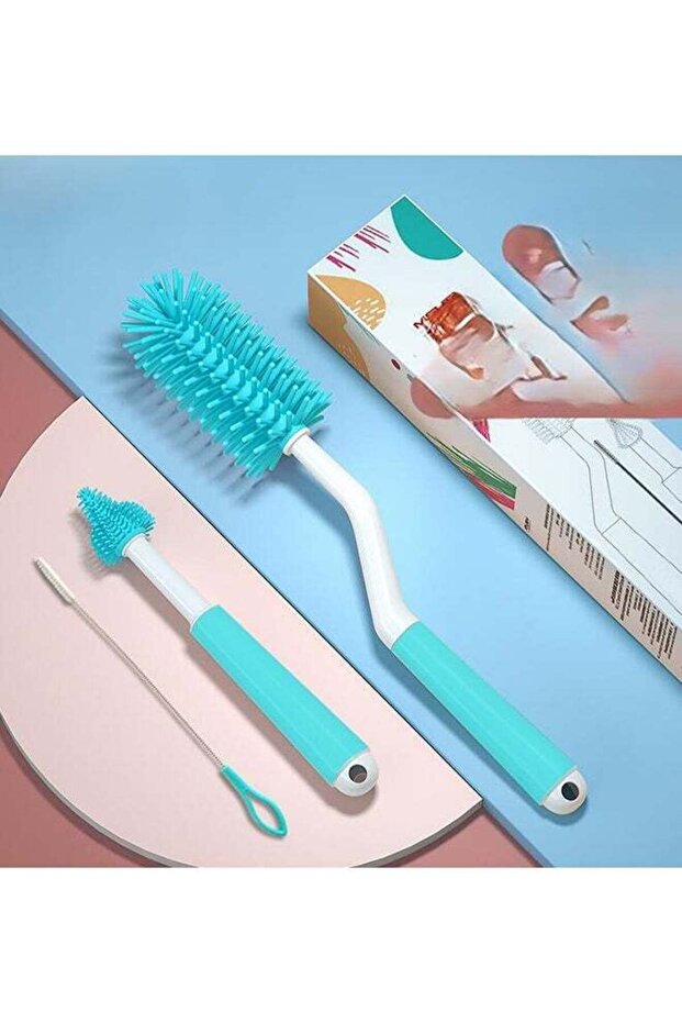 مجموعة فرشاة زجاجات السيليكون متعددة الوظائف بمقبض طويل - 1