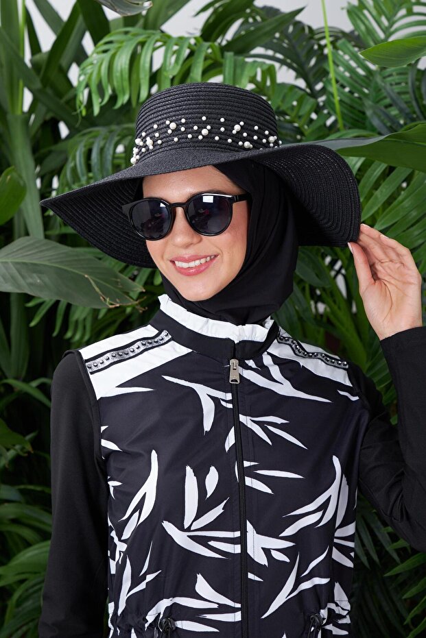 ŞERİT İNCİLİ HASIR ŞAPKA - 2