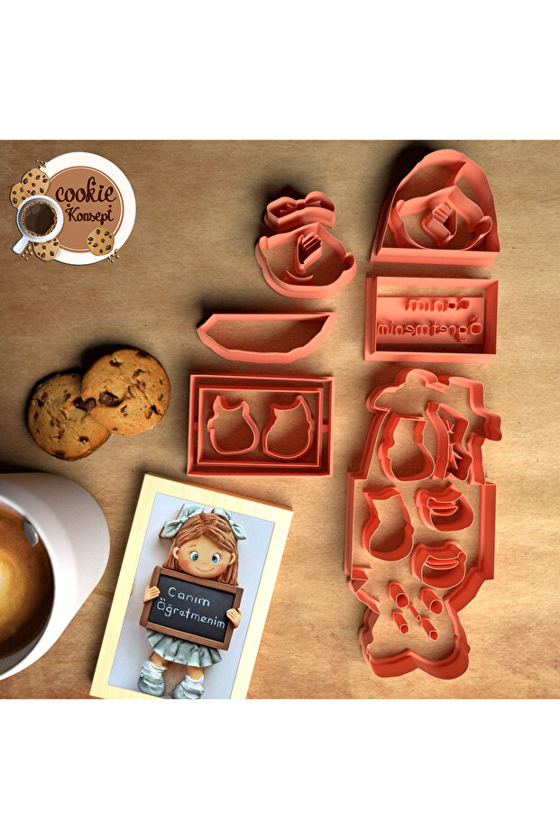 School & Teacher's Day Mold Set Dear Teacher – Compatible with Cookies, Dough, and Clay