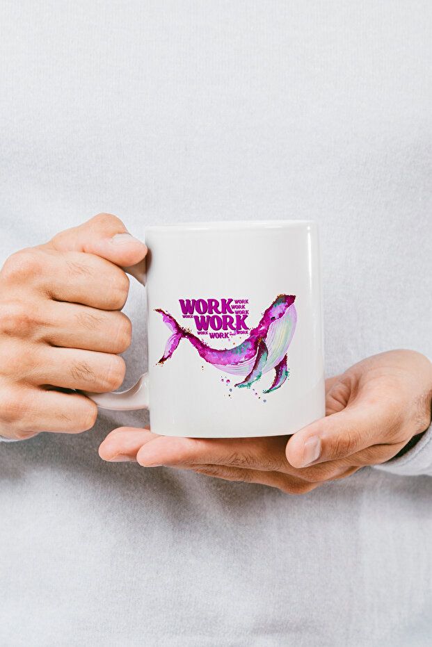 كوب مطبوع عليه "عمل عمل" قابل للغسل في الغسالة - 3