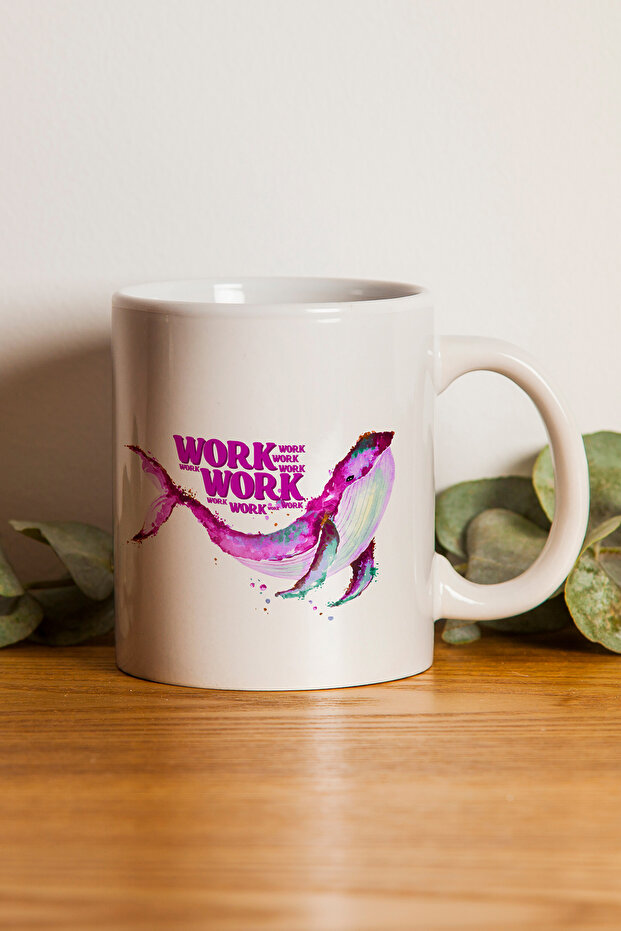 كوب مطبوع عليه "عمل عمل" قابل للغسل في الغسالة - 1