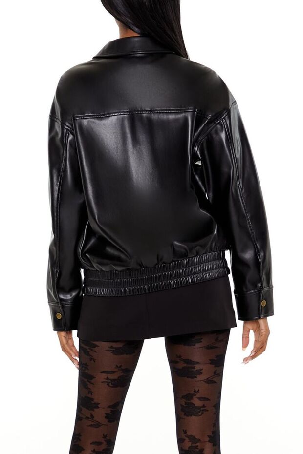 Suni Deri Bomber Ceket - 5