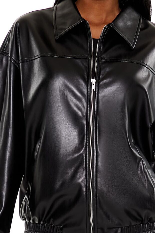 Suni Deri Bomber Ceket - 3