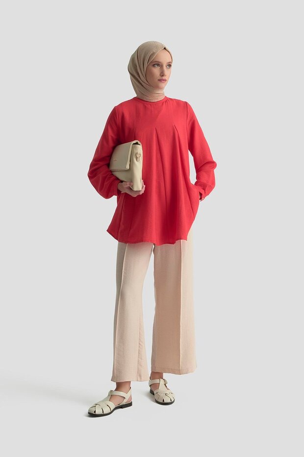 Önü Dikişli Pantolon 25KD1004 Vizon - 2