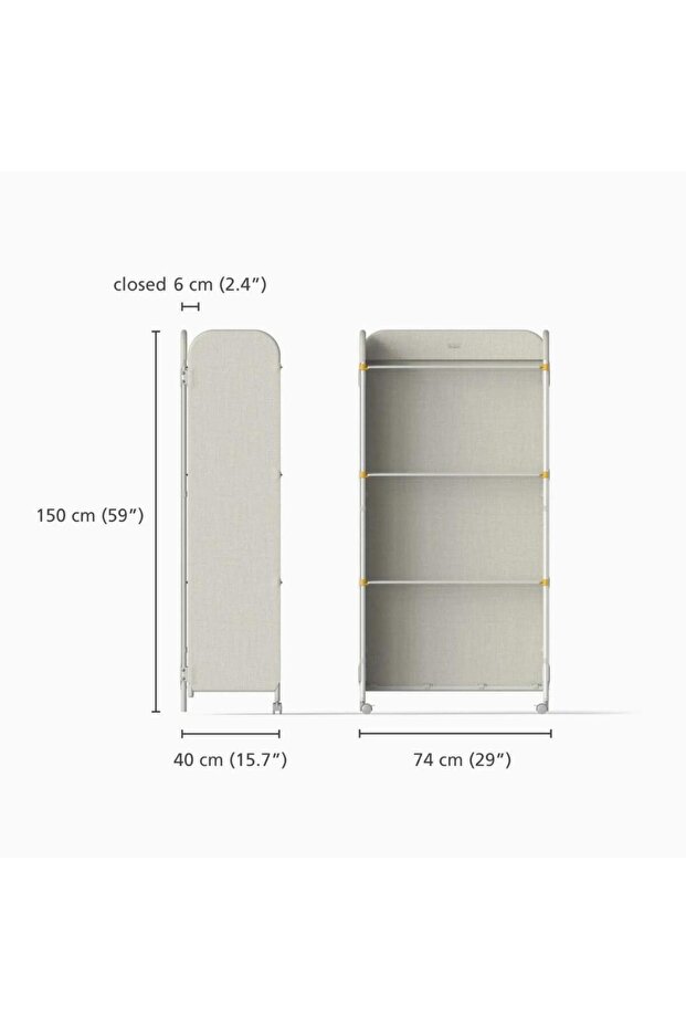 Eclipse 3 Katlı Çamaşır Kurutma Askısı-Ekru - 6