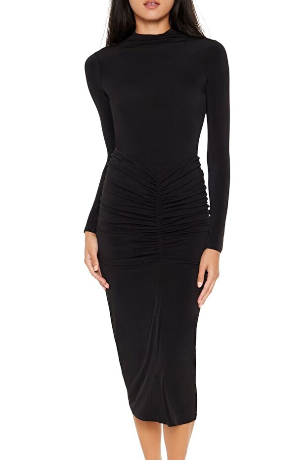 Büzgü Detaylı Elbise - 1