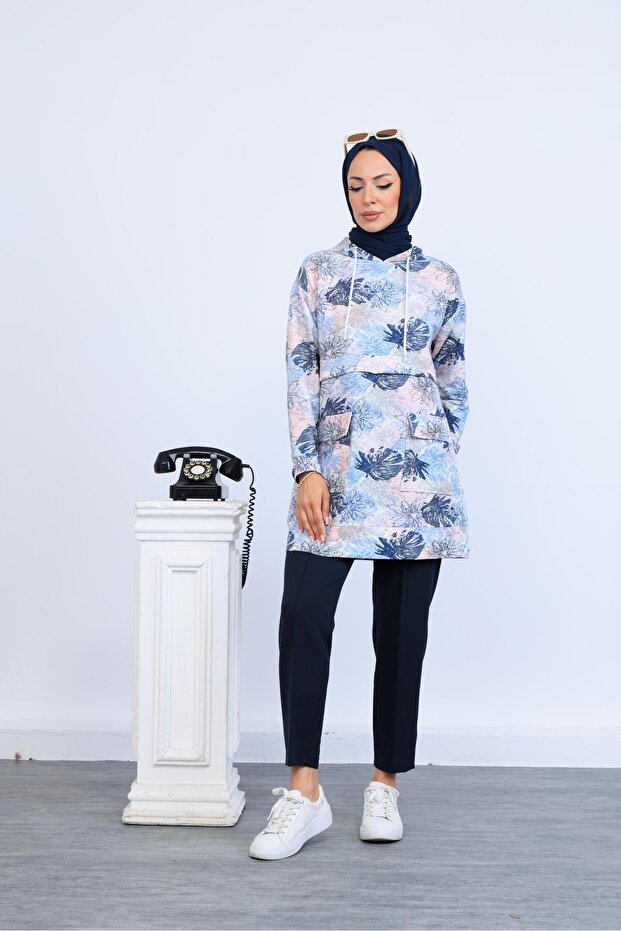 DESENLİ CEP DETAYLI SWEATSHIRT - 3