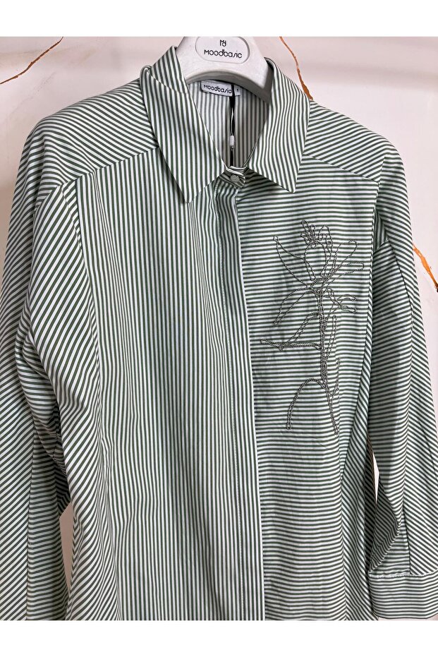 Striped Shirt with Chain Stitching - 2