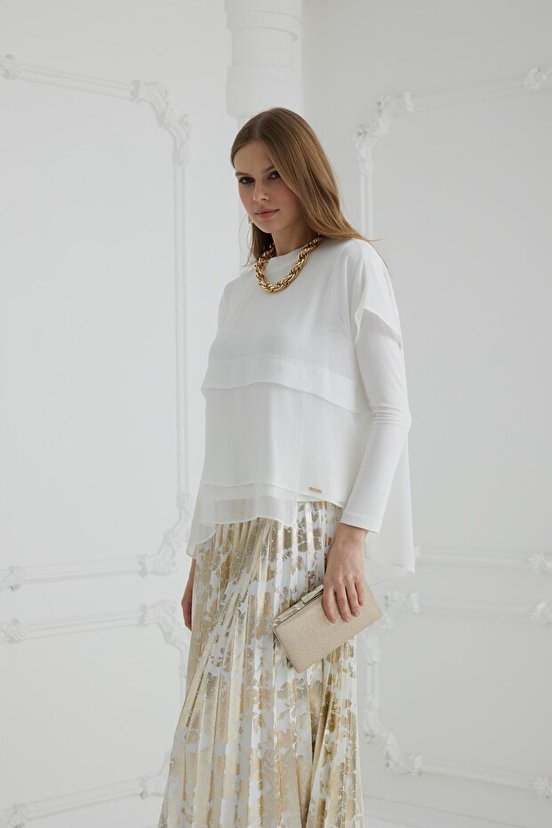 ŞİFON KATLI İKİLİ BLUZ - 3