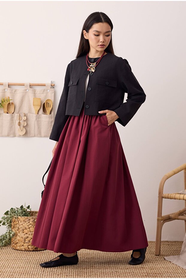 Drawstring Canvas Skirt Cherry - 4