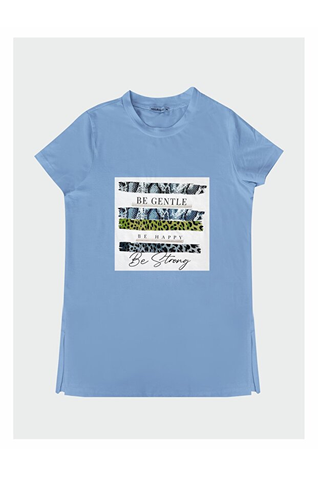 YAZILI RENKLİ BASKILI T-SHIRT - 1