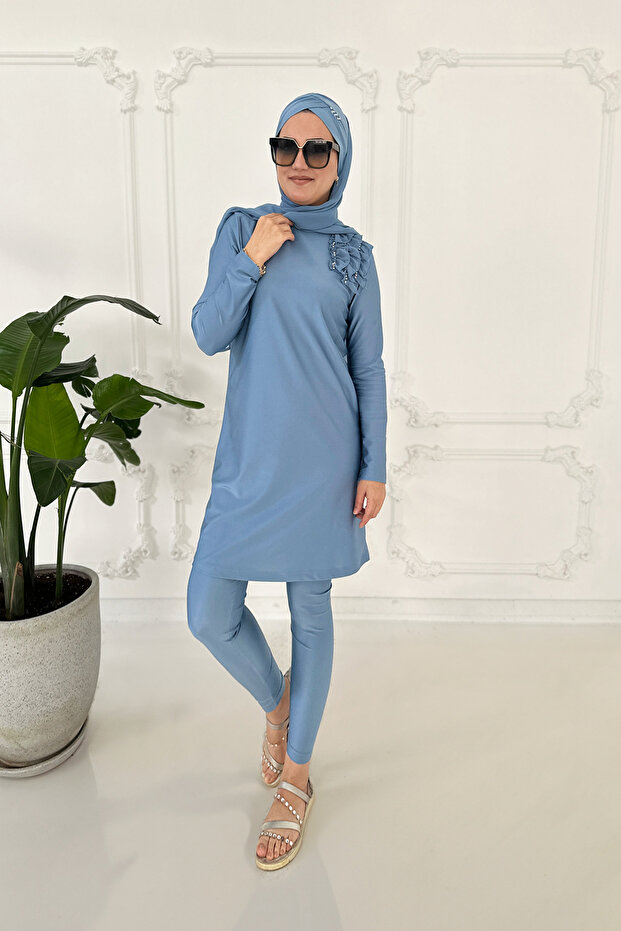 Ruffled Rhinestone TESETURE SWIMSUIT - 2