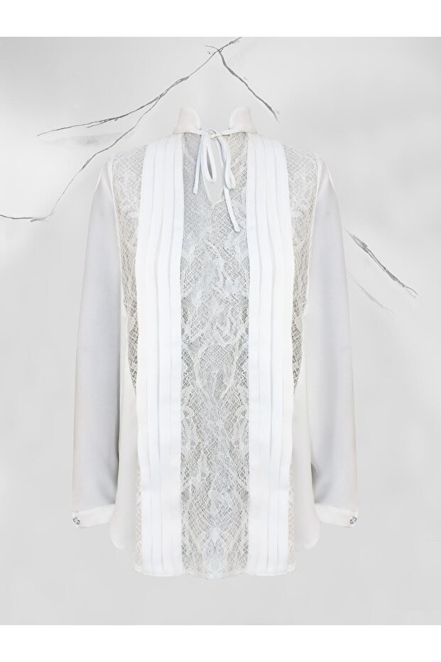 FRANSIZ DANTELLİ KREP BLUZ - 1