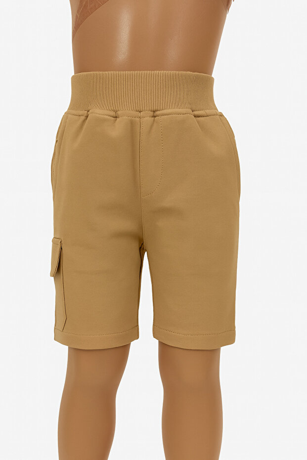 erkek çocuk okul beli örme lastikli bermuda şort - 3