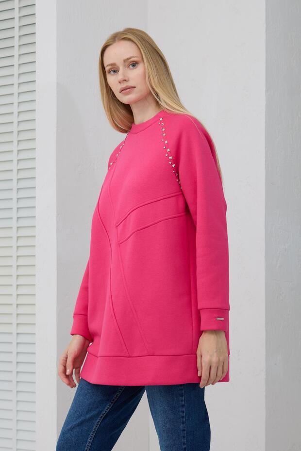 TAŞ DETAYLI PARÇALI SWEATSHIRT - 5