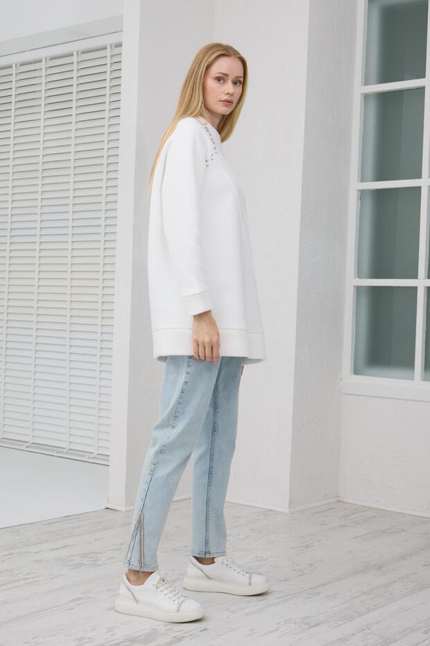 TAŞ DETAYLI PARÇALI SWEATSHIRT - 6