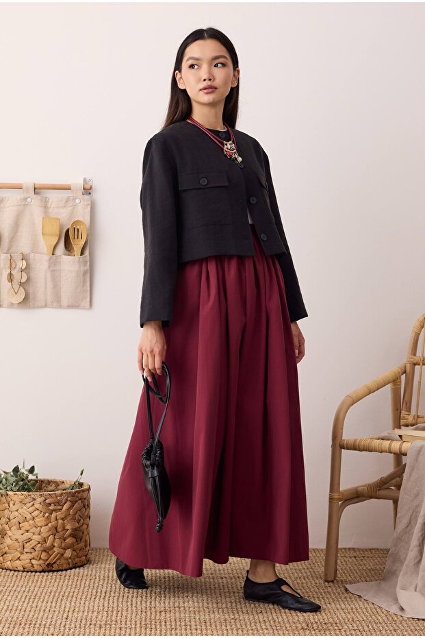 Drawstring Canvas Skirt Cherry - 5