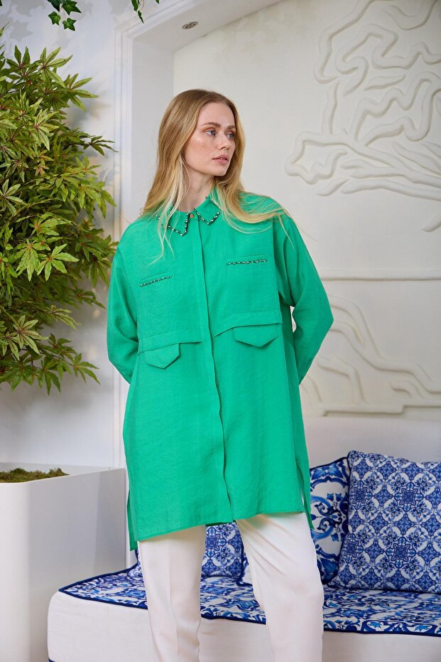 ÇİFT YAKALI TAŞLI GÖMLEK - 3