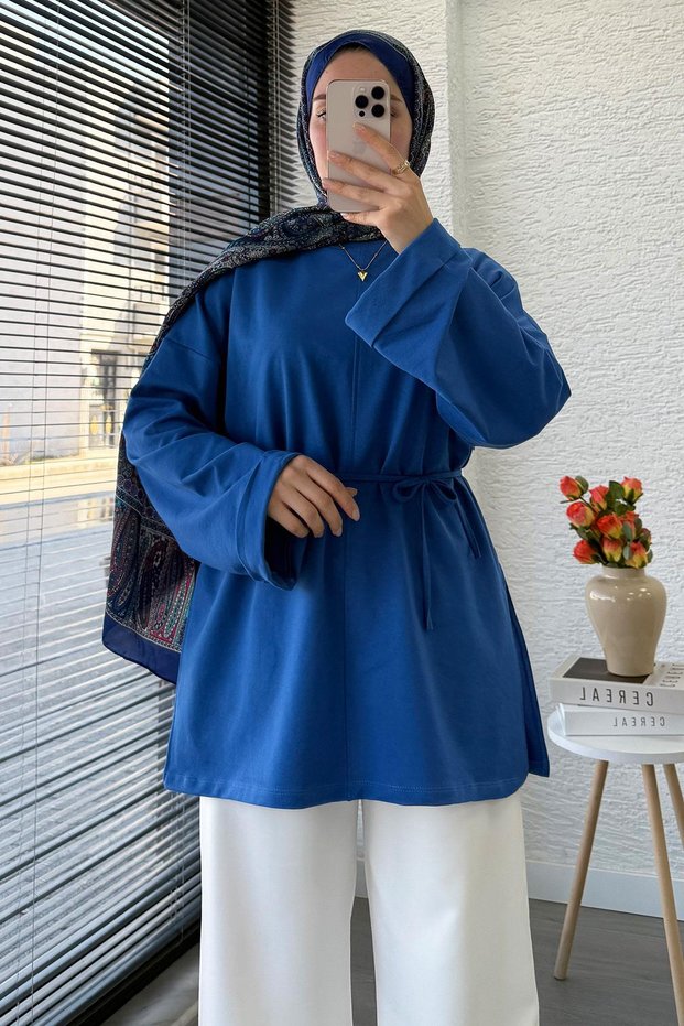 Basic Summer Tunic with Layered Sleeves – Cobalt Blue