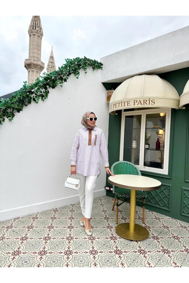 RENKLİ GARNİLİ ÇİZGİLİ GÖMLEK - 1