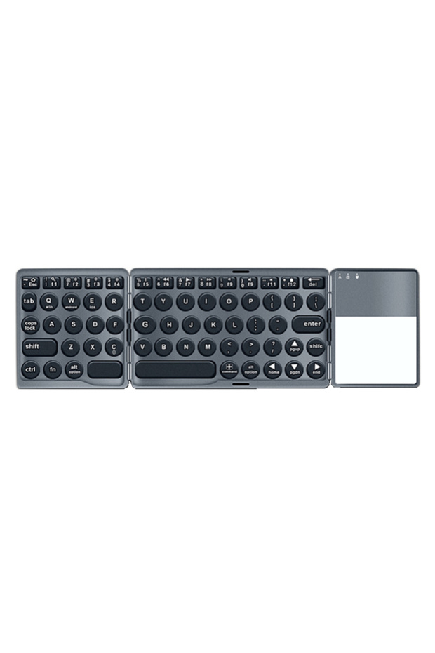 Portable Keyboard with Touchpad Foldable Triple Bluetooth Wireless For Android/iOS/Windows, Silver - 1