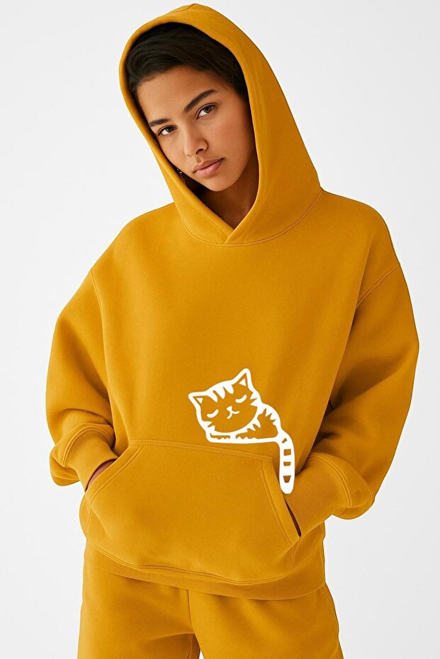 Cat Printed Unisex Hooded Sweatshirt