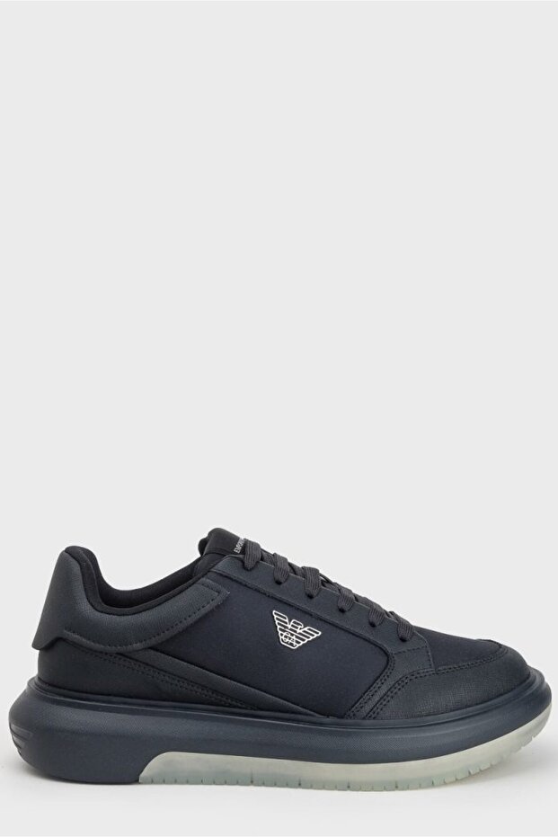 Men's Comfortable Sole Armani Eagle Logo Navy Blue Sneaker Em003666 Af19532-Mb007
