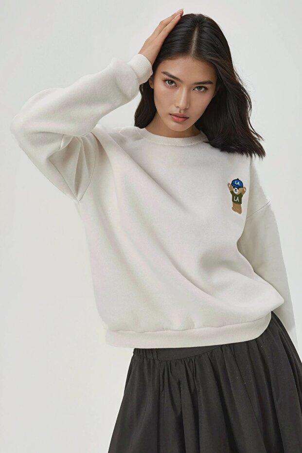 İşlemeli Pamuklu Sweatshirt - 2