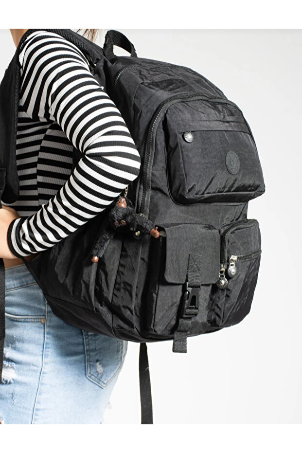 حقيبة ظهر خفيفة للغاية ومتعددة الجيوب ومقاومة للماء باللون الأسود - 2