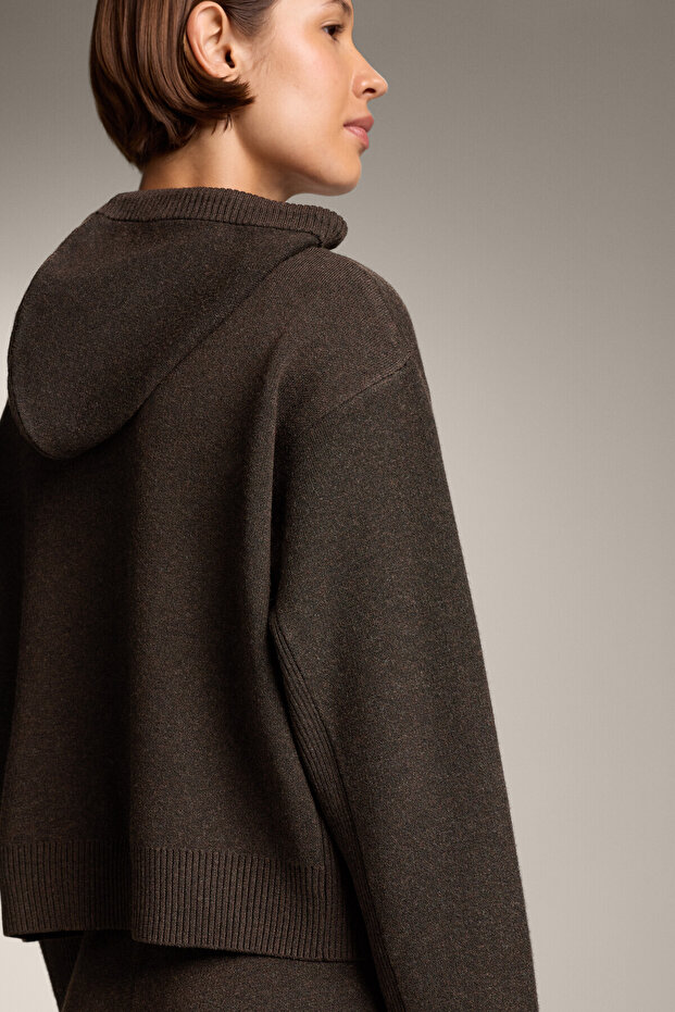 Kapüşonlu triko ceket - 4