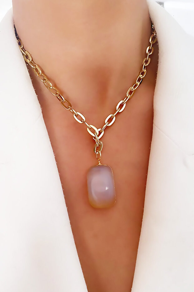 Quartz Stone Gold Necklace