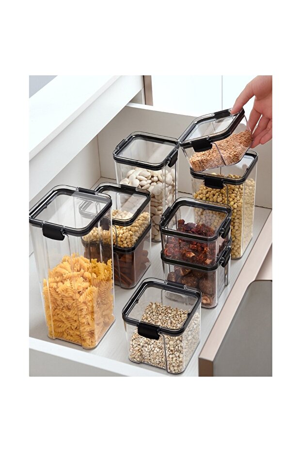 Set 4 Plastic Containers, Flippy, for Food/Objects, Hermetic Closure, 1 x 460 ml, 2 x 700 ml, 1 x 13 - 3