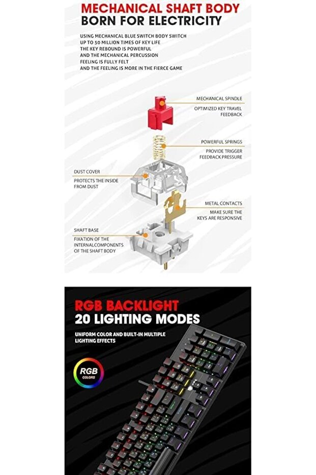 مجموعة ألعاب 3 في 1 من - لوحة مفاتيح ميكانيكية RGB (104 مفتاحًا بمفتاح أحمر) + ماوس احترافي ( - 7