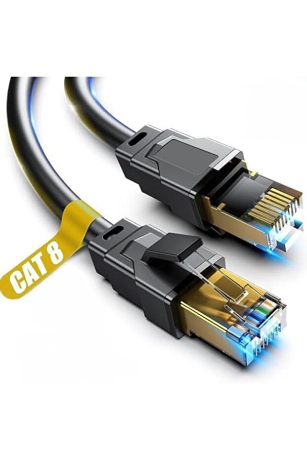كابل إيثرنت Cat 8 عالي السرعة بطول 2 متر - سرعة فائقة تصل إلى 40 جيجابت في الثانية، نطاق ترددي 2000 ميجاهرتز، كابل LAN محمي بموصلات RJ45 للألعاب والبث والشبكات الاحترافية