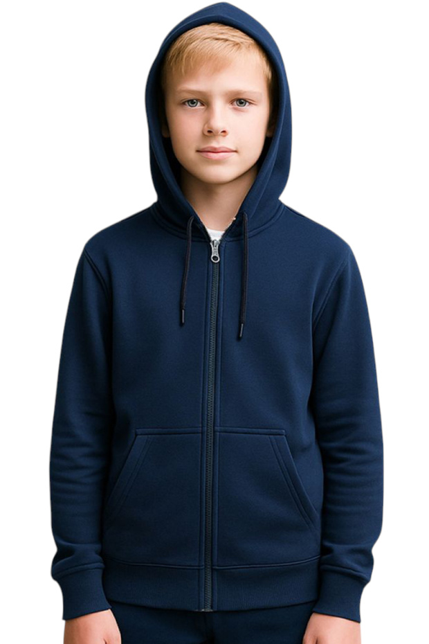 Boy/Girl Kangaroo Pocket Hooded Navy Blue Cardigan 3180