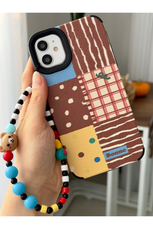 iPhone 11 Compatible Flexible Silicone Case with Plating Charm Hippie Design