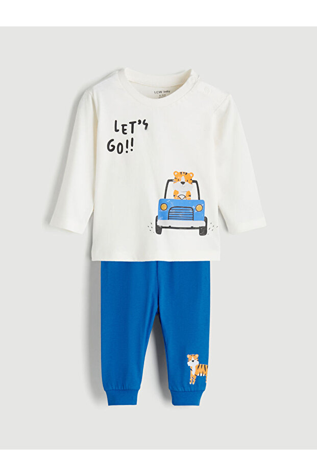 Bisiklet Yaka Erkek Bebek Sweatshirt ve Eşofman Alt - 1