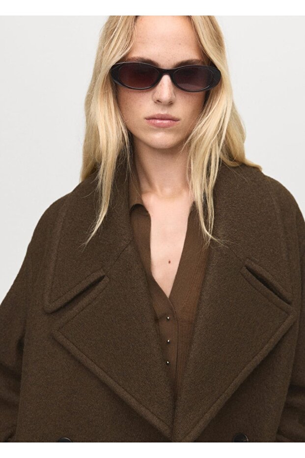 Oversize maksi yaka yün palto - 5