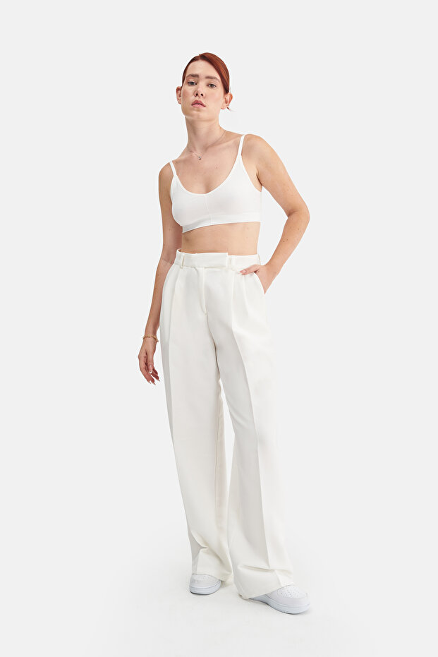 Women's Double Pleated Lycra Stretch Fabric High Waist Trousers