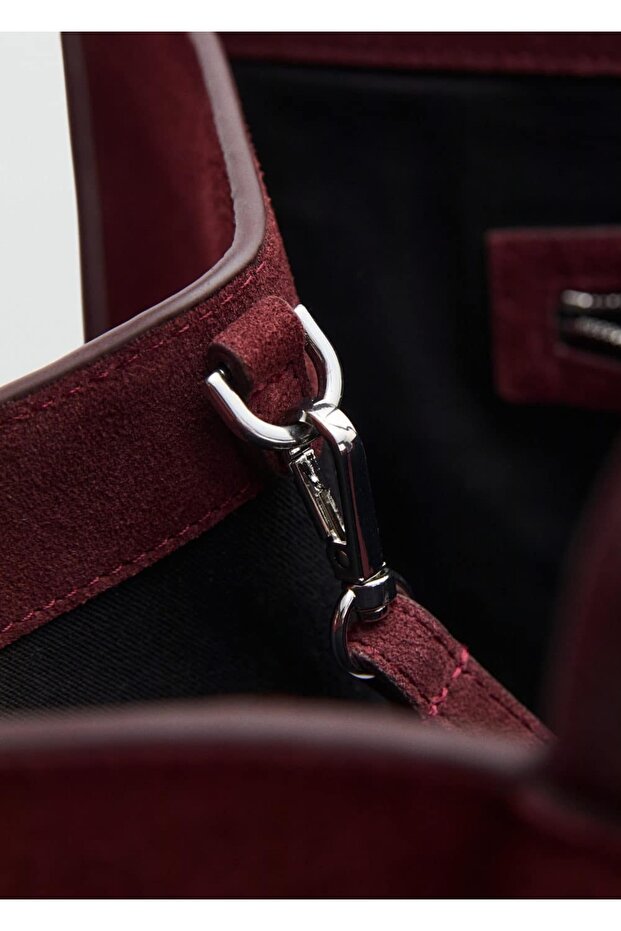 Süet deri shopper çanta - 5